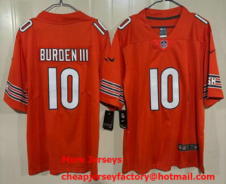 Men's Chicago Bears #10 Luther Burden III Limited Orange Vapor Jersey