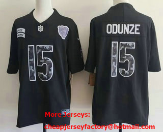 Men's Chicago Bears #15 Rome Odunze Limited Black FUSE 2026 Salute To Service Jersey
