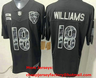 Men's Chicago Bears #18 Caleb Williams Limited Black FUSE 2026 Salute To Service Jersey