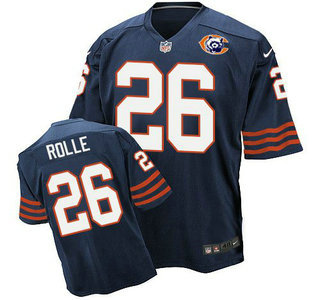 Men's Chicago Bears #26 Antrel Rolle Navy Blue Throwback Alternate Nike Elite Jersey