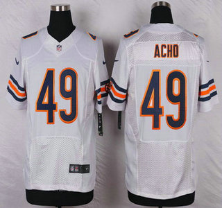 Men's Chicago Bears #49 Sam Acho White Road NFL Nike Elite Jersey
