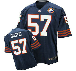 Men's Chicago Bears #57 Jon Bostic Navy Blue Throwback Alternate Nike Elite Jersey