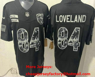 Men's Chicago Bears #84 Colston Loveland Limited Black FUSE 2026 Salute To Service Jersey