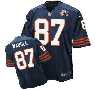 Men's Chicago Bears #87 Tom Waddle Navy Blue Throwback Alternate Nike Elite Jersey