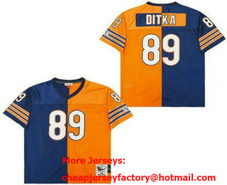 Men's Chicago Bears #89 Mike Ditka Navy Orange Split Throwback Jersey