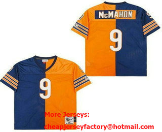 Men's Chicago Bears #9 Jim McMahon Navy Orange Split Throwback Jersey