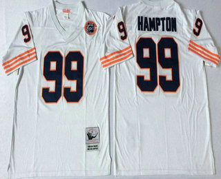 Men's Chicago Bears #99 Lamarr Houston White With Bear Patch Throwback Jersey by Mitchell & Ness