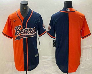Men's Chicago Bears Blank Orange Navy Two Tone Cool Base Stitched Baseball Jersey