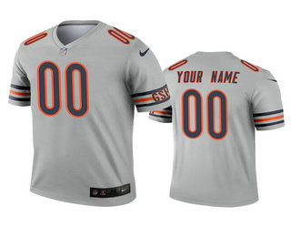 Men's Chicago Bears Custom Silver Inverted Legend Jersey