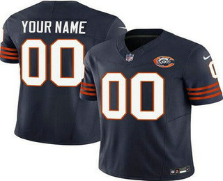 Men's Chicago Bears Customized Limited Navy Throwback FUSE Vapor Jersey