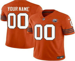 Men's Chicago Bears Customized Limited Orange Throwback FUSE Vapor Jersey