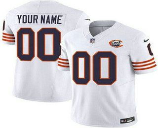 Men's Chicago Bears Customized Limited White Throwback FUSE Vapor Jersey