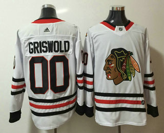 Men's Chicago Blackhawks #00 Clark Griswold White 2017-2018 Hockey Stitched NHL Jersey