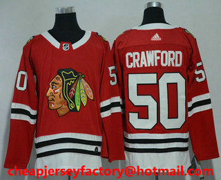 Men's Chicago Blackhawks #50 Corey Crawford Red 2017-2018 Hockey Stitched NHL Jersey