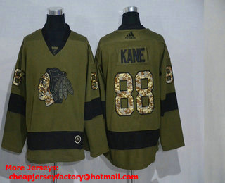 Men's Chicago Blackhawks #88 Patrick Kane Green Salute To Service Adidas Stitched NHL Jersey
