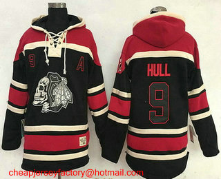 Men's Chicago Blackhawks #9 Bobby Hull Black Ice Stitched NHL Old Time Hockey Hoodie