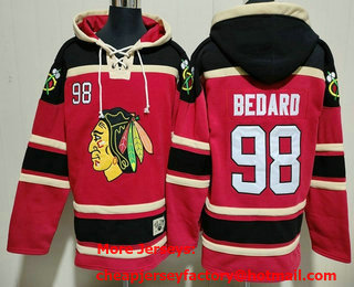Men's Chicago Blackhawks #98 Connor Bedard 2016 NEW Red Stitched NHL Old Time Hockey Hoodie