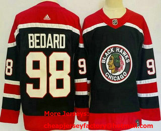 Men's Chicago Blackhawks #98 Connor Bedard Black 2021 Reverse Retro Authentic Jersey