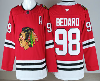 Men's Chicago Blackhawks #98 Connor Bedard Red Authentic Jersey