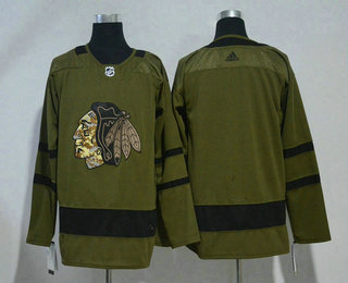 Men's Chicago Blackhawks Blank Green Salute to Service 2017-2018 Hockey Stitched NHL Jersey