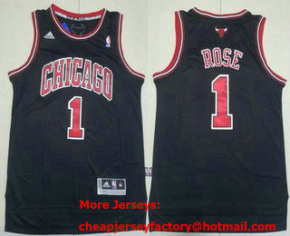 Men's Chicago Bulls #1 Derrick Rose Black Swingman Jersey
