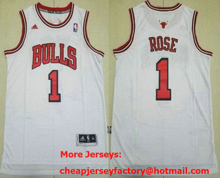 Men's Chicago Bulls #1 Derrick Rose White Swingman Jersey
