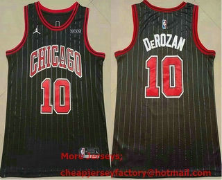 Men's Chicago Bulls #10 DeMar DeRozan Black Pinstripe 2020 NEW Jordan Swingman Stitched Jersey With Sponsor Logo