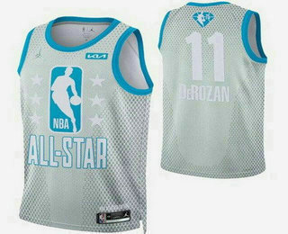 Men's Chicago Bulls #11 DeMar DeRozan Gray Diamond 75th 2022 All Star Heat Press Jersey