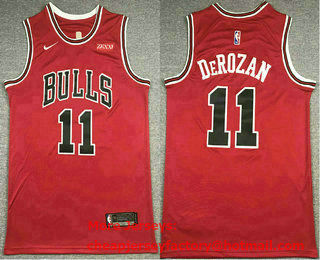 Men's Chicago Bulls #11 DeMar DeRozan Red 2021 Nike Swingman Stitched Jersey With Sponsor Logo