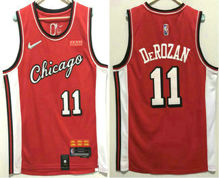 Men's Chicago Bulls #11 DeMar DeRozan Red Diamond 2022 City Edition Swingman Stitched Jersey With Sponsor Logo