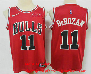 Men's Chicago Bulls #11 DeMar DeRozan Red Nike 75th Anniversary Diamond 2021 Stitched Jersey With Sponsor