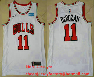 Men's Chicago Bulls #11 DeMar DeRozan White Nike 75th Anniversary Diamond 2021 Stitched Jersey With Sponsor
