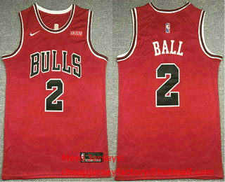 Men's Chicago Bulls #2 Lonzo Ball Red 2021 Nike Swingman Stitched Jersey With Sponsor Logo