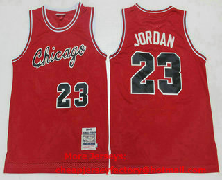 Men's Chicago Bulls #23 Michael Jordan 1984-85 Red Hardwood Classics Soul Swingman Throwback Jersey