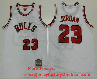 Men's Chicago Bulls #23 Michael Jordan 1984-85 White Hardwood Classics Soul Swingman Throwback Jersey