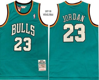 Men's Chicago Bulls #23 Michael Jordan 1997-98 Light Green Hardwood Swingman Throwback Jersey