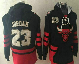 Men's Chicago Bulls #23 Michael Jordan NEW Black Pocket Stitched NBA Pullover Hoodie