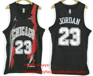 Men's Chicago Bulls #23 Michael Jordan Black 2021 Brand Jordan Swingman Stitched NBA Fashion Jersey With Sponsor Logo