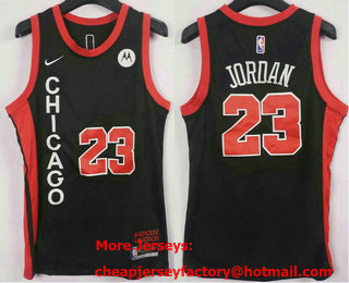 Men's Chicago Bulls #23 Michael Jordan Black 2023 City Icon Sponsor Swingman Jersey