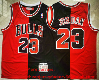Men's Chicago Bulls #23 Michael Jordan Red Black Two Tone Stitched 1996-97 Hardwood Classic Swingman Jersey
