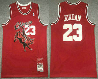 Men's Chicago Bulls #23 Michael Jordan Red NBA Hardwood Classics Soul Swingman Throwback Jersey 01
