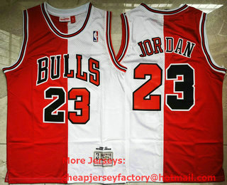 Men's Chicago Bulls #23 Michael Jordan Red White Two Tone Stitched 1996-97 Hardwood Classic Swingman Jersey