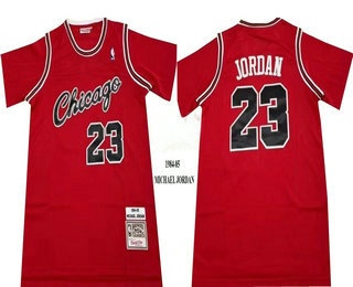 Men's Chicago Bulls #23 Michael Jordan Red With Chicago Short Sleeved Swingman Throwback Jersey
