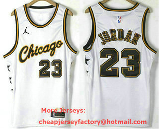 Men's Chicago Bulls #23 Michael Jordan White Brand Jordan Champions Commemorate Swingman Stitched Jersey