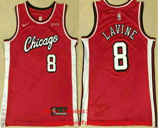 Men's Chicago Bulls #8 Zach LaVine NEW Red 2021 Nike Swingman Stitched Jersey With Sponsor Logo