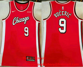 Men's Chicago Bulls #9 Nikola Vucevic NEW Red 2021 Nike Swingman Stitched Jersey With Sponsor Logo