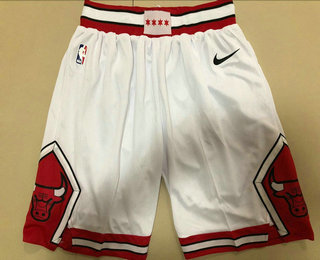 Men's Chicago Bulls White 2019 Nike Swingman Stitched NBA Shorts