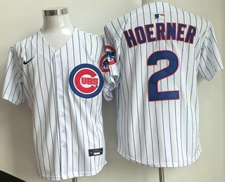 Men's Chicago Cubs #2 Nico Hoerner White Limited Cool Base Jersey