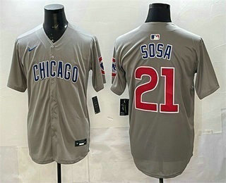 Men's Chicago Cubs #21 Sammy Sosa Grey Limited Stitched Baseball Jersey