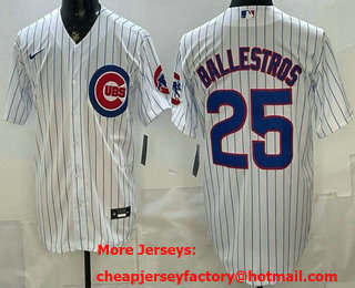 Men's Chicago Cubs #25 Moises Ballesteros White Cool Base Stitched Jersey